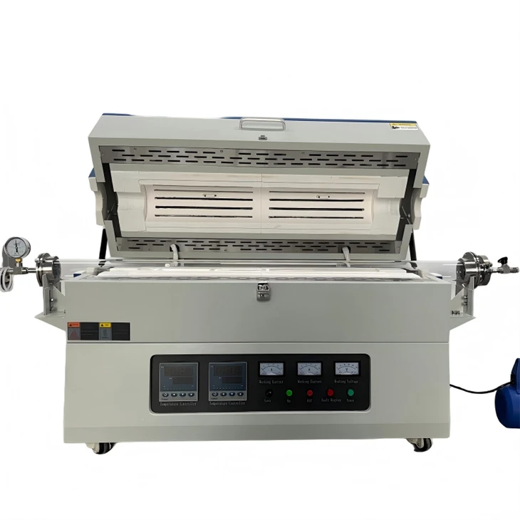 High Vacuum High-pressure Belt CE Certificate Dual Temperature Zone Tube Furnace factory